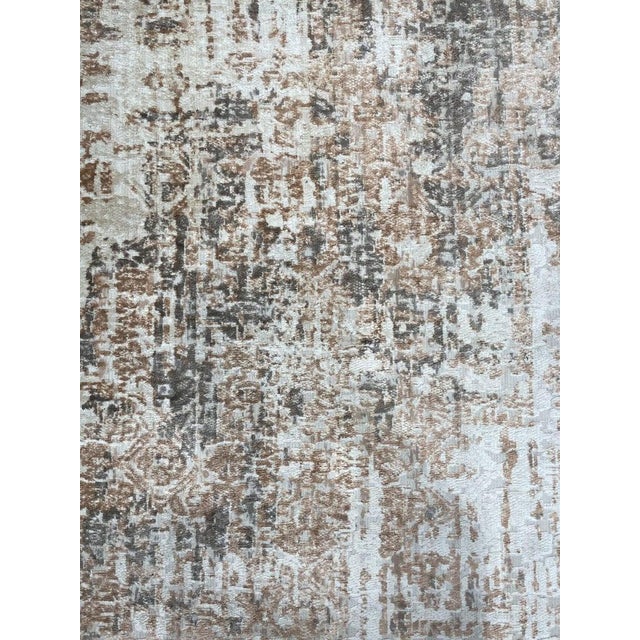 7x9 Gray Hand-Knotted Wool Faded Distressed Texture Abstract Modern Carpet Rug For Sale - Image 4 of 6