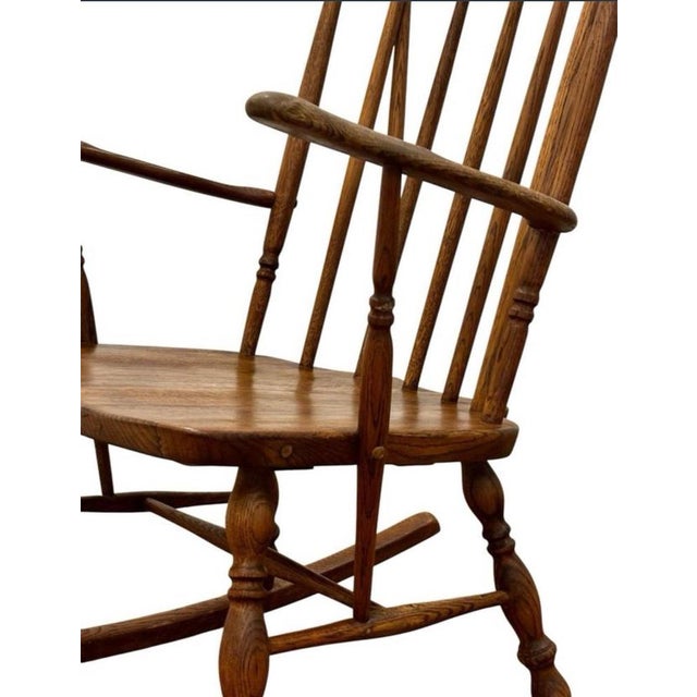 Brown Antique Windsor Rocking Chair, 1890 For Sale - Image 8 of 9