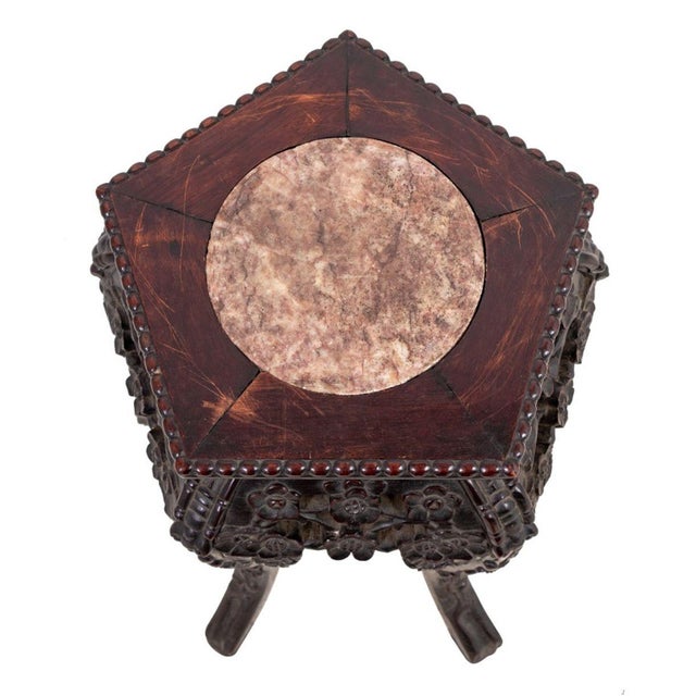 Asian Antique Victorian Black Fossil Marble Pedestal For Sale - Image 3 of 4