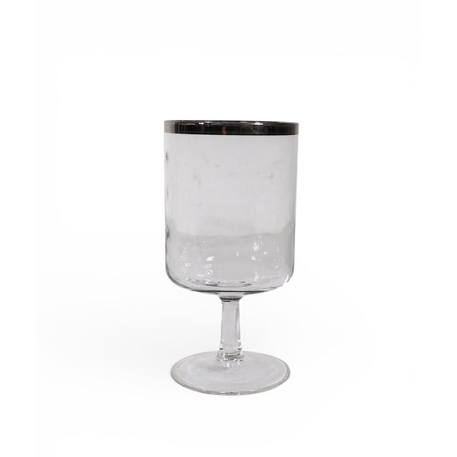 Large 40 Pc. Set Federal Executive Mod Platinum Band Stemware Hollywood Regency Mid Century Vintage Barware For Sale - Image 10 of 17