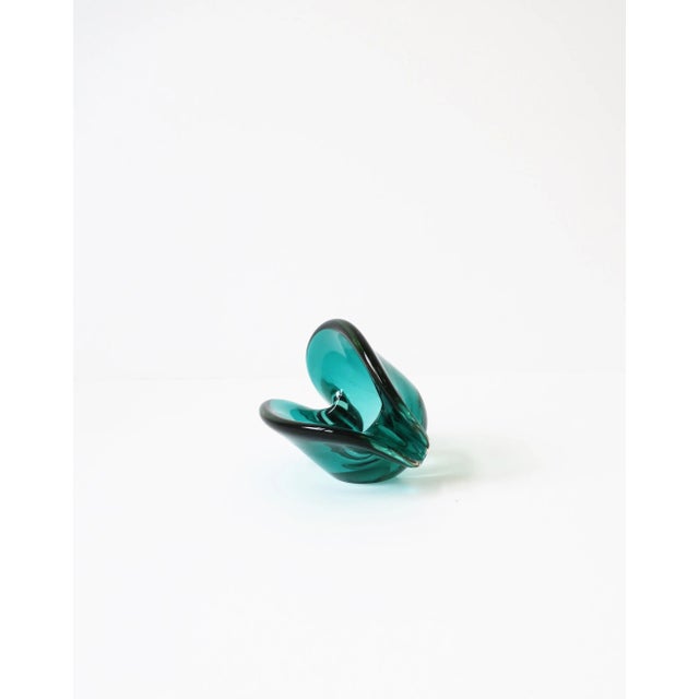 Glass Italian Modern Murano Emerald Green Art Glass Seashell Dish For Sale - Image 7 of 13