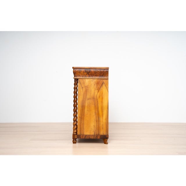 Antique German Biedermeier Walnut Cabinet with Spiral Columns, 1860 ...
