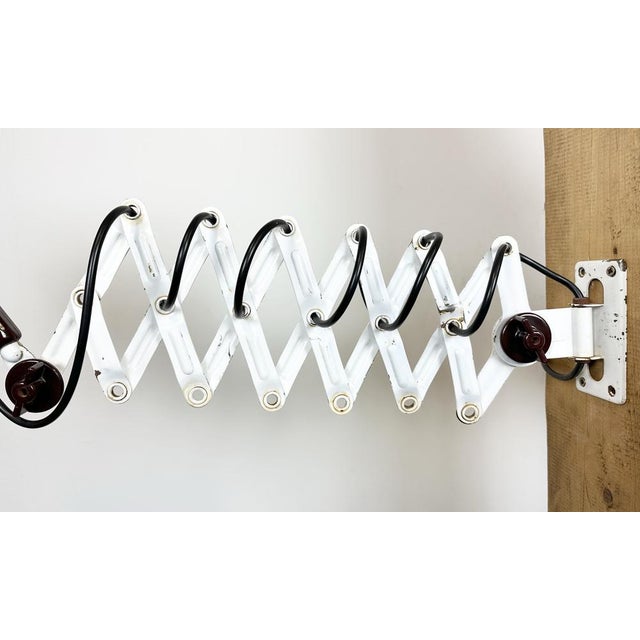 White Industrial East German Scissor Lamp from Veb Zweckluchtbau Dresden, 1950s For Sale - Image 8 of 16