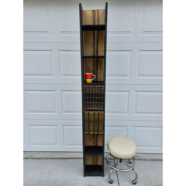 Green Folk Art Bookcase or Etagere With Faux Book Front Cabinets For Sale - Image 14 of 16