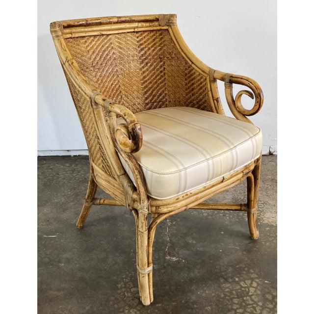 Vintage Henry Link Wicker Arm Chair | Chairish
