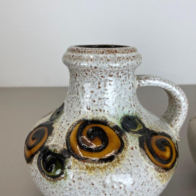 Red Pottery Fat Lava Vases Floral attributed to Scheurich, Germany, 1970s, Set of 2 For Sale - Image 8 of 18