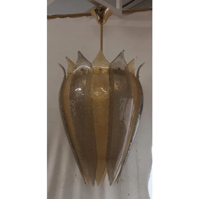 Brown Murano Art Glass Gold and Smoked Color Pendant Light, 2000s For Sale - Image 8 of 10