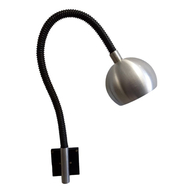 Vintage Adjustable Wall Lamp With Black-Covered Swan Neck from Raak, 1970s For Sale