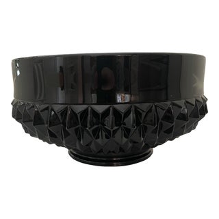 1970s Tiara Indiana Glass Co. Black Cameo Diamond Point Bowl For Sale