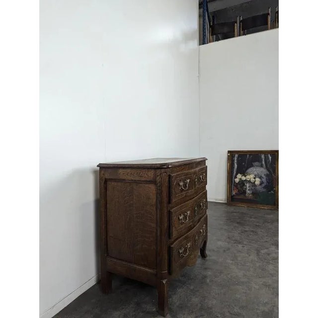 Rustic Louis XV Neo-Rustic Style Oak Chest of Drawers For Sale - Image 3 of 9