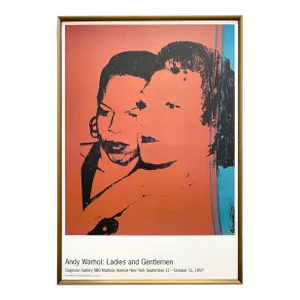Andy Warhol Foundation Vintage 1997 Lithograph Print Framed Large Pop Art Exhibition Poster " Ladies and Gentlemen " 1975