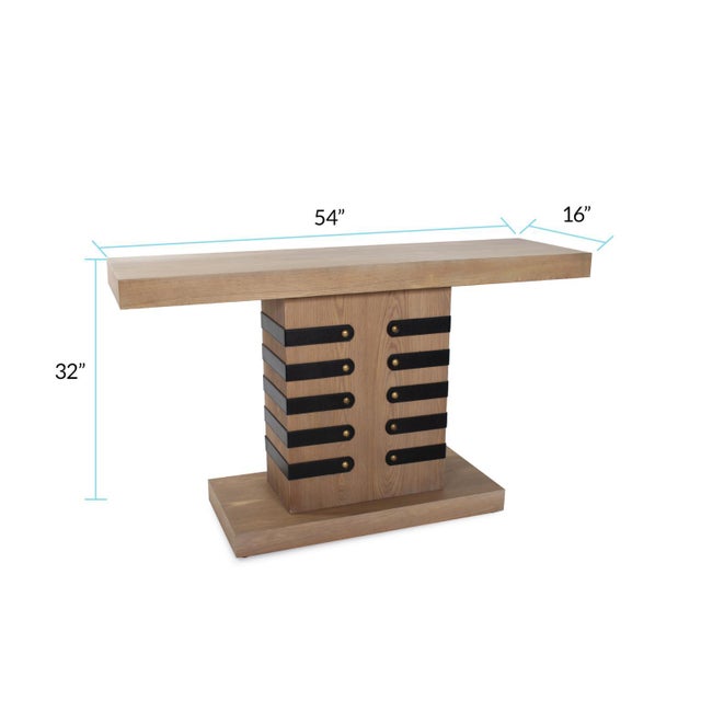 Wood Robin Baron Leather Wrapped Console Table For Sale - Image 7 of 10