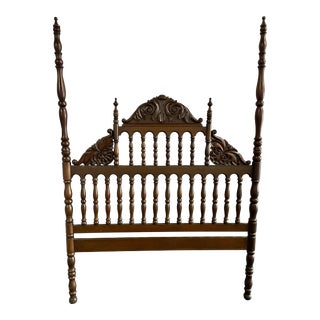 Antique Spanish Revival Spindle Full/Queen Poster Headboard For Sale