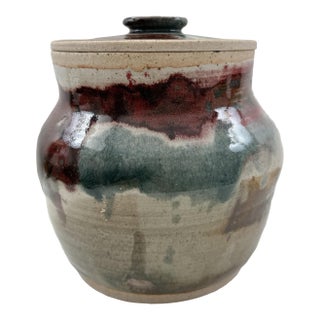Beautiful Vintage Dan Ogburn Studio Pottery Lidded Jar (April 1984) For Sale