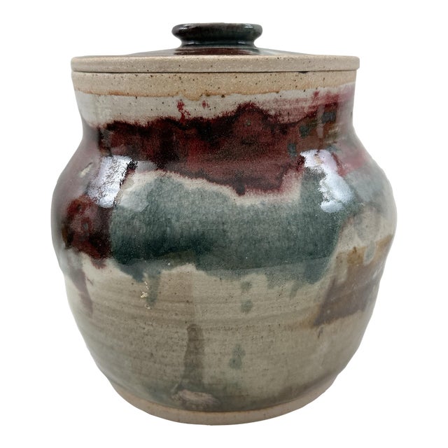 Beautiful Vintage Dan Ogburn Studio Pottery Lidded Jar (April 1984) For Sale