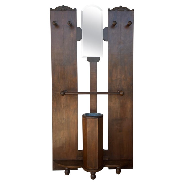 Mid 20th Century Art Decò Coat Rack Floor Stand with Umbrella Holder and Mirror For Sale - Image 15 of 18