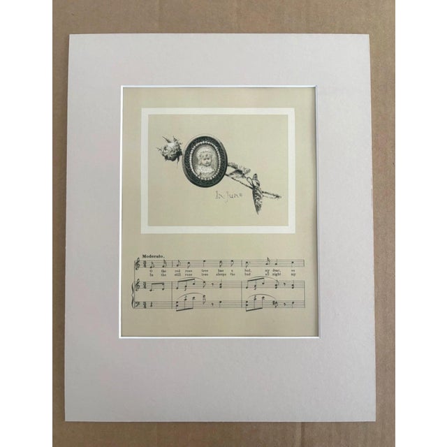 Realism Antique 1888 Matted June Lullaby Print w/William Ladd Taylor Chromo on back EUC For Sale - Image 3 of 6