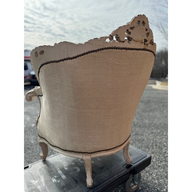 Pair of Louis XV Style Carved Bergère Lounge Chairs For Sale - Image 13 of 15