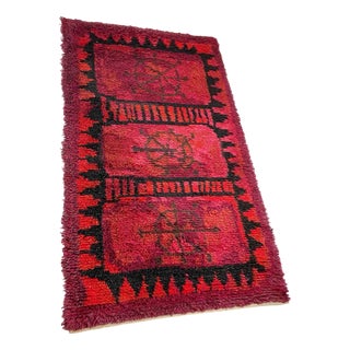 Scandinavian Abstract High Pile Rya Rug, Sweden 1960s For Sale