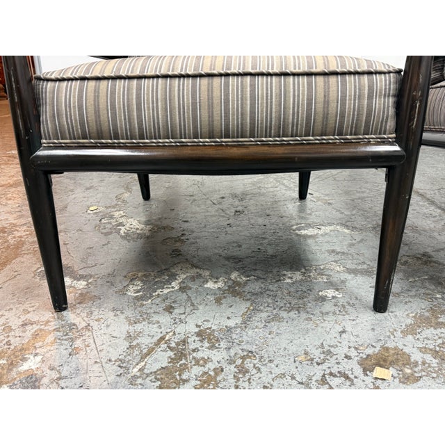 T. H. Robsjohn-Gibbings for Widdicomb Mid 20th Century Lounge Armchairs + Ottomans, Pair For Sale - Image 10 of 12