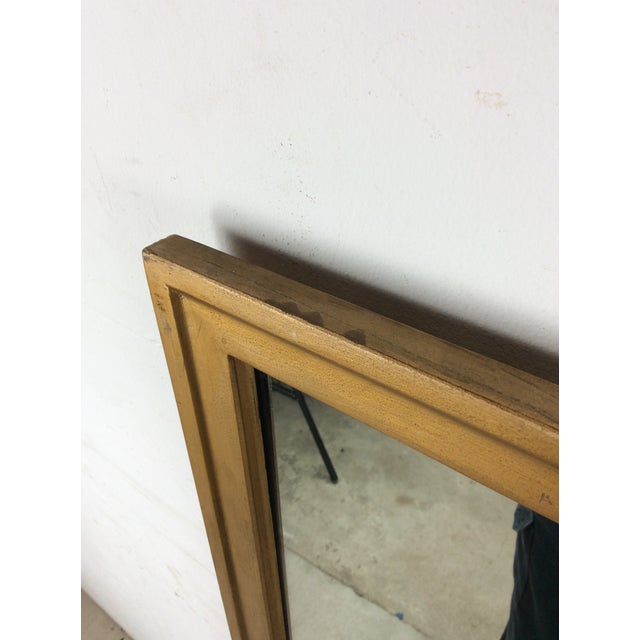 Mid Century Modern Rectangular Wall Mirror With Blonde Wood Frame For Sale In Philadelphia - Image 6 of 17