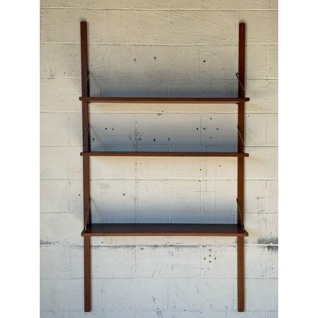 Mid-Century Modern Vintage Cado Teak Wall-Mounted Shelving System With 3 Adjustable Shelves – Danish Modern Mid-Century Wall Unit For Sale - Image 3 of 10