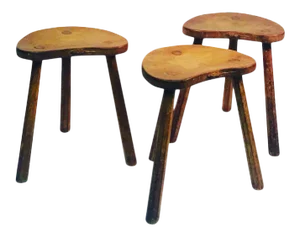 Set of Three Wood Stools or Accent Tables by Robert Mouseman Thompson