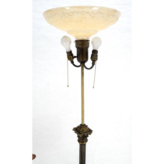 Tiffany Studios Adjustable Height Heavy Brass Tripod Base Claw Feet Antique Floor Lamp For Sale - Image 4 of 17
