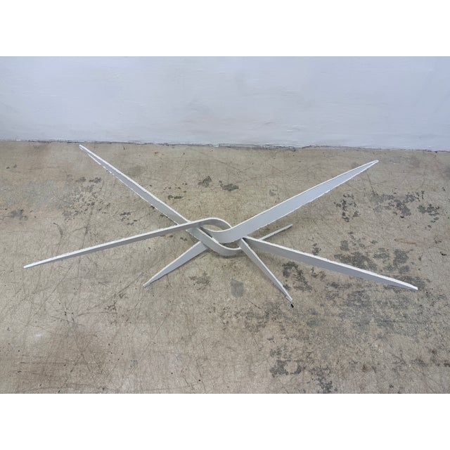 Silas Seandel Attrb. Brutalist Torch Cut White Lacquer Steel Coffee Table Base For Sale - Image 12 of 15