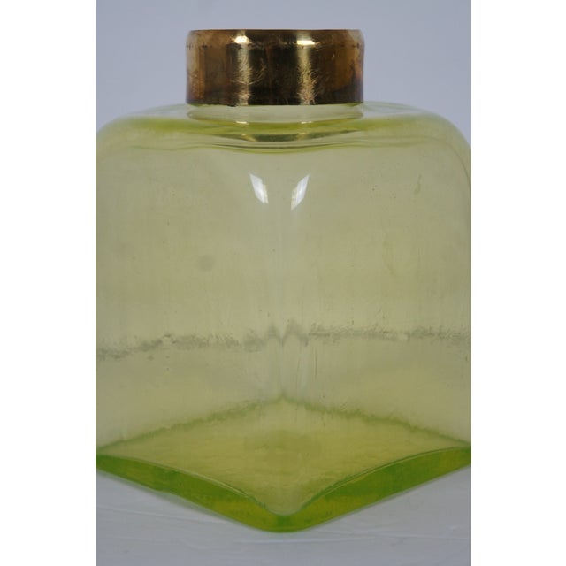 Antique Hand Blown Uranium Vaseline Glass Apothecary Jar Canister with Lid Chairish