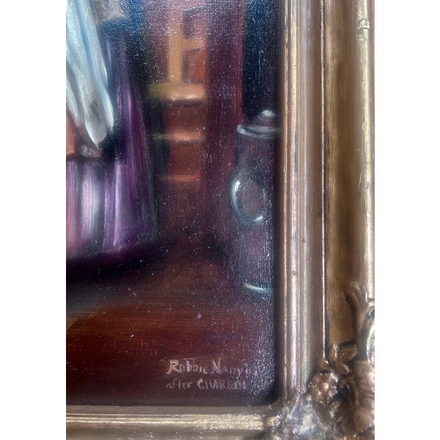 After Chardin — French Old Masters Style Painting in Ornate Frame For Sale - Image 4 of 6