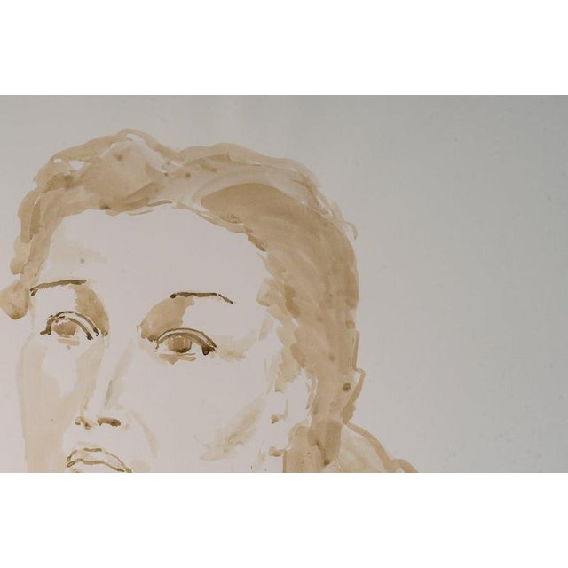 2000 - 2009 Face of a Young Woman, 20th Century, Watercolor on Paper For Sale - Image 5 of 6