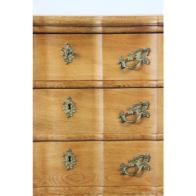 Mid-Century Danish Oak Baroque / Rococo Style Commode attributed to Henning Kjærnulf, 1960s For Sale - Image 11 of 17