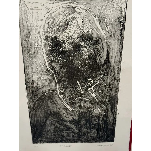 Mid-Century Modern Freida Vredaparis (1928-) 1968 Surrealist Collagraph Print "Bourinage" Sgd. 3/25 For Sale - Image 3 of 6