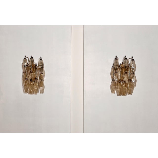 Vintage Italian Poliedri Wall Sconces in Smoked Glass, 1990s, Set of 2 For Sale - Image 6 of 17