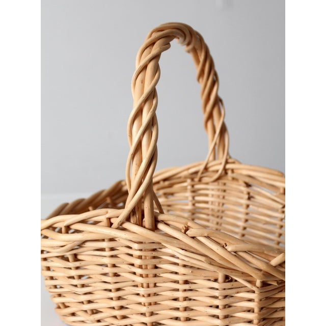 Wood Vintage Wicker Gathering Basket For Sale - Image 7 of 11