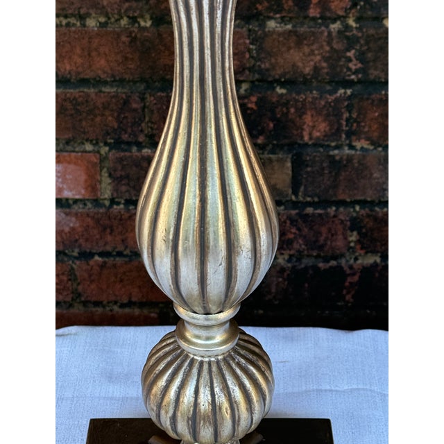 Silver Vintage Palm Beach Regency Hand Gilt Table Lamps by Uttermost - A Pair For Sale - Image 8 of 11