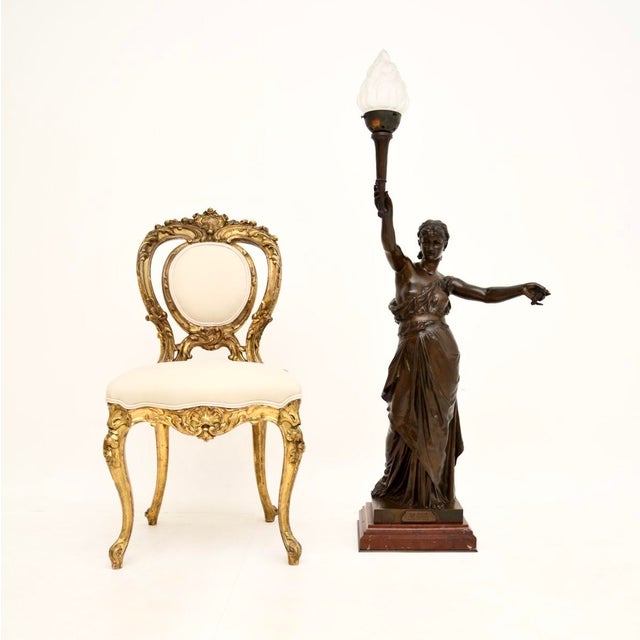 A magnificent antique french bronze lamp figure ‘la paix’ by jean-jules cambos (1828-1917). This dates from around the...
