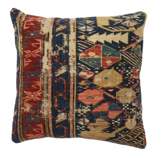 19th Century Zabihi Collection Small Caucasian Rug Pillow - 1'3" x 1'3" For Sale
