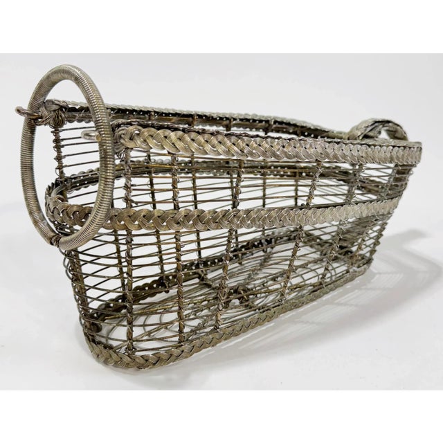 Hollywood Regency Antique French Braided Silver-Plated Wine Holder For Sale - Image 3 of 10
