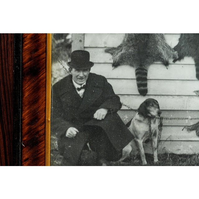 1910s Nice Large Black and White Framed Antique Photograph Portrait Hunting Rustic Americana Dog Country Wall Decor For Sale - Image 5 of 14