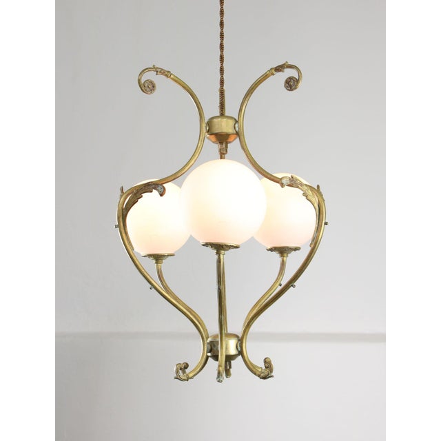 Antique Italian Brass and Opaline Chandelier For Sale - Image 17 of 17