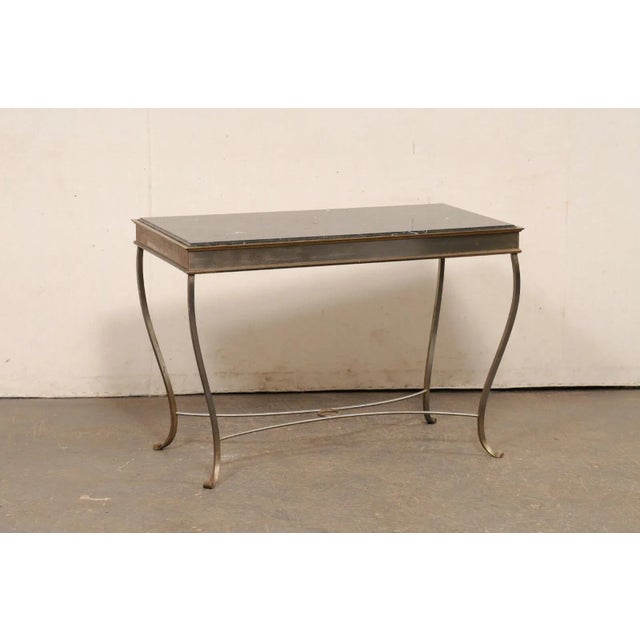 Mid-Century Modern 1960's Metal Console Table with Marble Top For Sale - Image 3 of 11