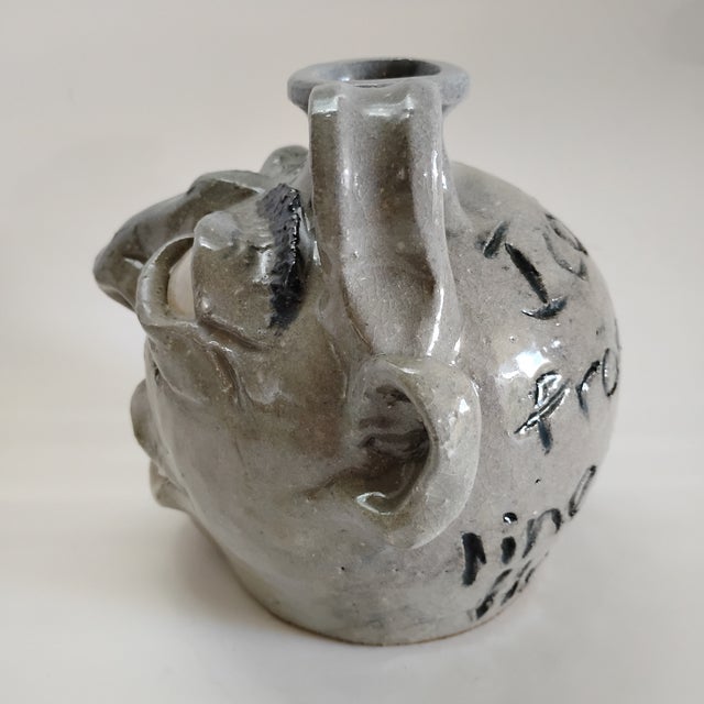 Folk Art Stephen Hawks Face Jug "I Come From a Long Line of a Long Line"." For Sale - Image 3 of 8