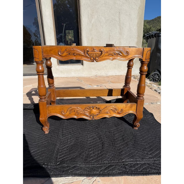 French Provincial Walnut-Veneer Dough Bin (Pétrin) Console, Early-Mid 20th C. Louis XIII Style For Sale - Image 16 of 18