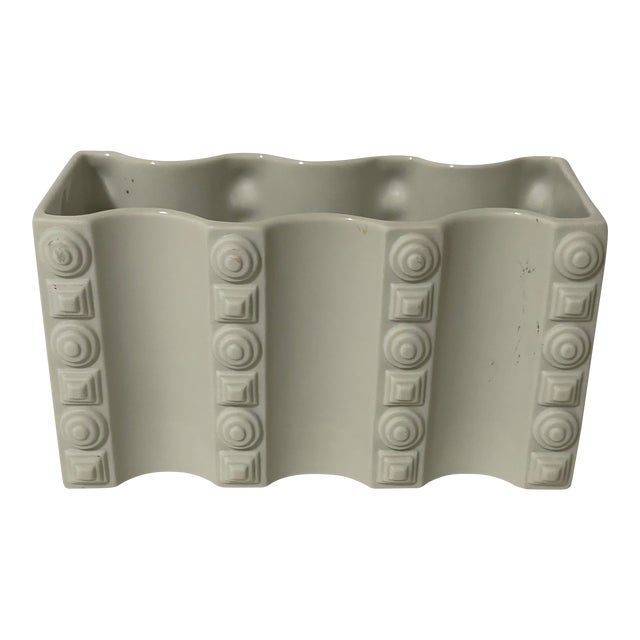 1960s Mid-Century Modern Geometric Horizontal Bisque Porcelain Vase Heinrich Selb, Bavaria Germany For Sale