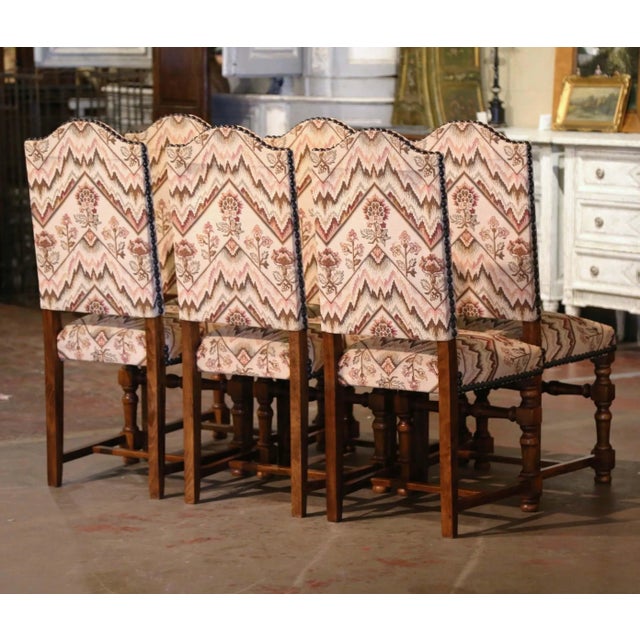 Set of Six Mid-Century French Louis XIII Walnut Dining Chairs With Tapestry Seat For Sale - Image 9 of 10