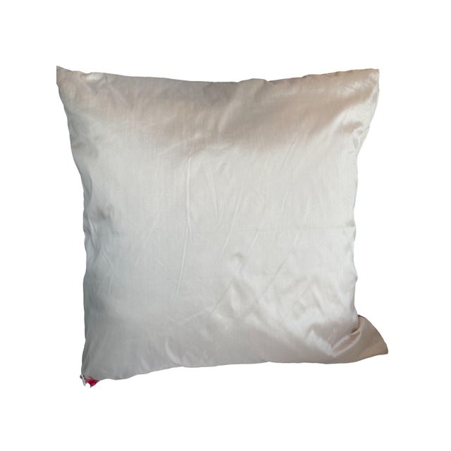 Traditional Vintage Pink & Red Paisley Silk Twill Scarf Throw Pillow Cover For Sale - Image 3 of 4