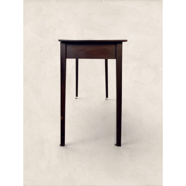 Antique English Oak Two Drawer Side Table on Tapered Legs For Sale In Tampa - Image 6 of 8