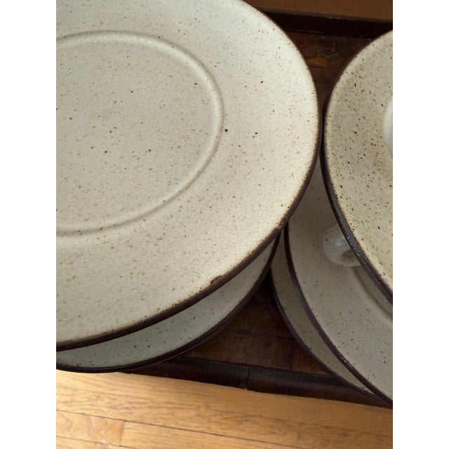 1960s Zaalberg Holland Speckled Stoneware Cups and Saucers - Set of Nine (9) For Sale In Chicago - Image 6 of 12